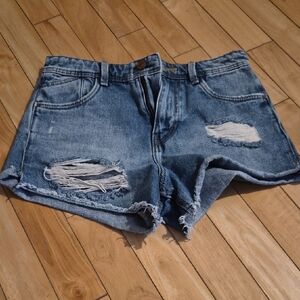 Zara Distressed Blue Denim Shorts